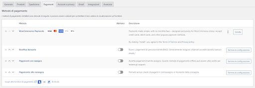 Impostare metodi di pagamento con WooCommerce